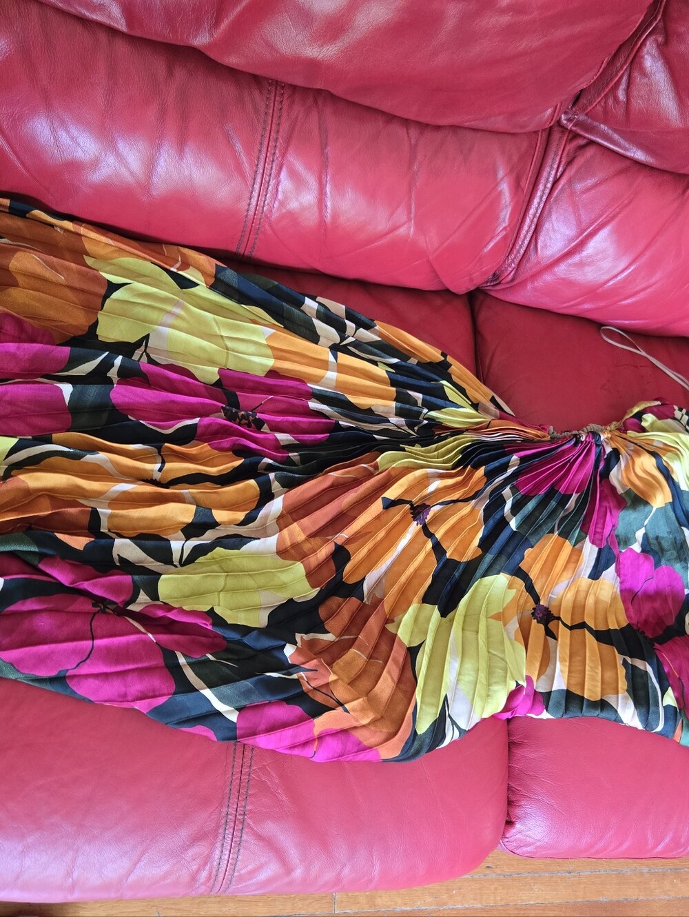 Vici One-Shoulder Floral Maxi Dress in Fuchsia, Orange, Lime and Black